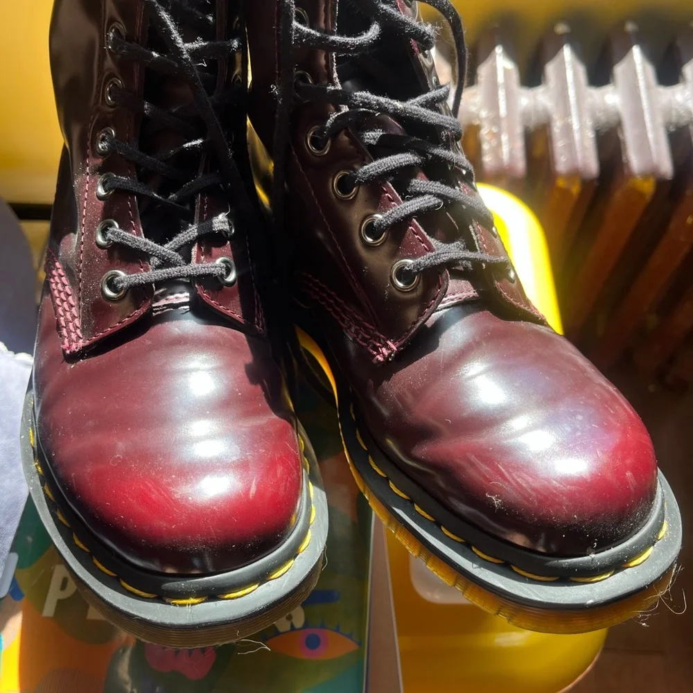 Doc Martens Oxblood Red Leather Boots - Picture 6 of 9